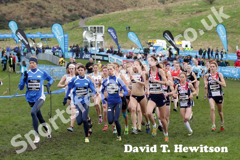 Start of the junior womens BUPA Great Edinburgh Cross country.